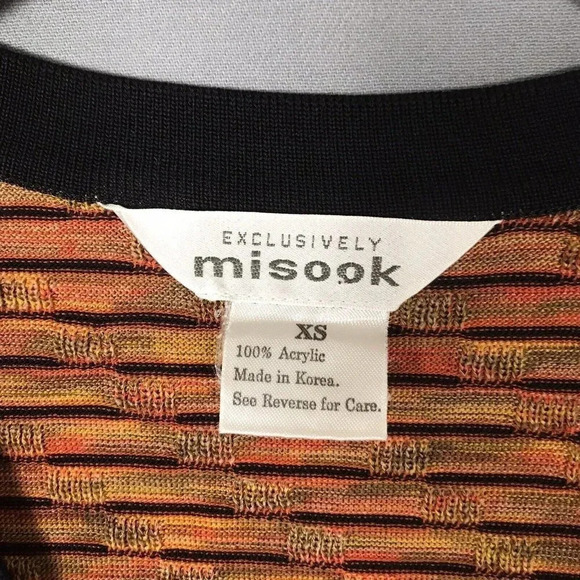 Exclusively Misook Long Sleeve Cardigan Size XS Brown Orange One Button Sweater - Picture 7 of 15